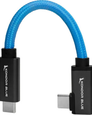 Kondor Blue USB-C 3.2 Gen 2 Straight to Right-Angle Cable (12.5cm, Kondor Blue)