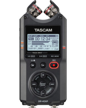Tascam DR-40XP 4-Channel 32-Bit-Float Portable Field Recorder with USB-C Interface and Adjustable Mics