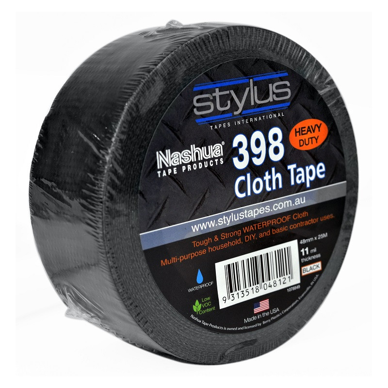 Nashua 398 Heavy Duty Cloth Tape Black 48MM X 25M
